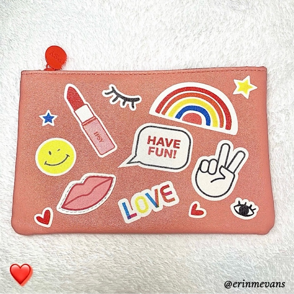 Ipsy Cosmetic Bag Do You June 2021 Faux Leather Decal Orange Fun New